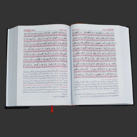 Open book with text on a plain background