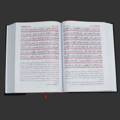 Open book with text on a plain background